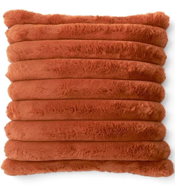 Rust Orange Vegan Fur Pillow