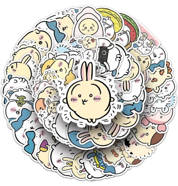 51pcs Kawaii Cartoon Chiikawa Stickers Decorative Desk Laptop Scrapbook Luggage Stationery Cute
