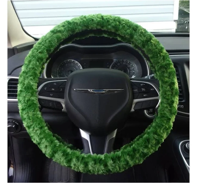 Made in USA Minky Green rosebud swirls steering wheel cover
