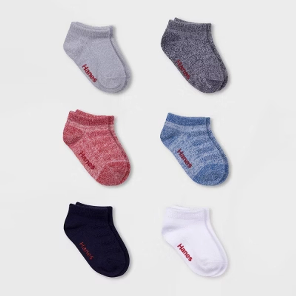 Hanes Baby Boys' 6pk Low Cut Super Soft Socks - 6-12M: Breathable Knit, Nonslip Grippers, Lightweight Fabric