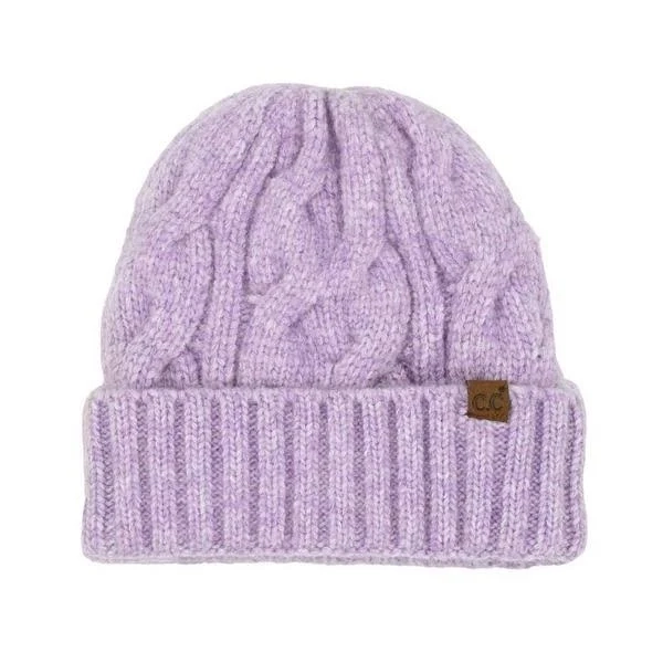 C.C Women's Satin Lined Cable Knit Beanie