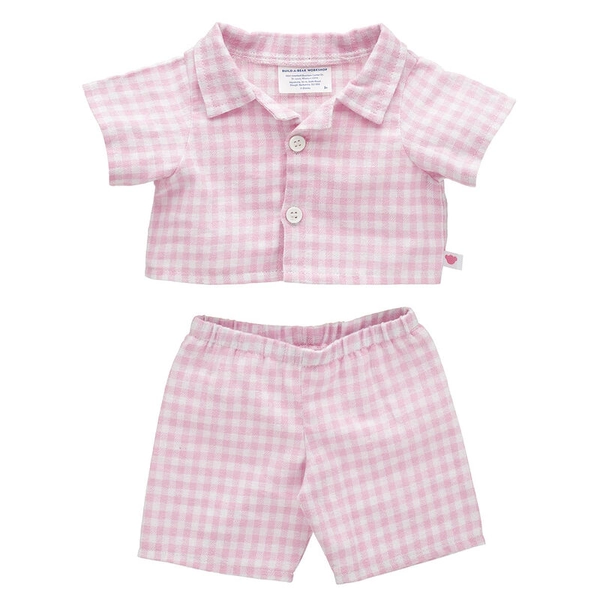 Build-A-Bear Check PJ Set in Pink