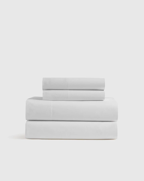 Organic Crisp Percale Sheet Set in White