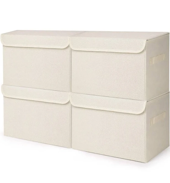 AKLOV 22 Quart Foldable Cube Organizer Basket with Flip-Top Lid and Handles (4 Pack)
