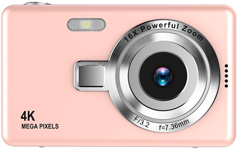 4K Ultra HD CCD digitale camera - mini compacte point-and-shoot camera voor beginners, studenten, thuisfotografie en reizen (roze)