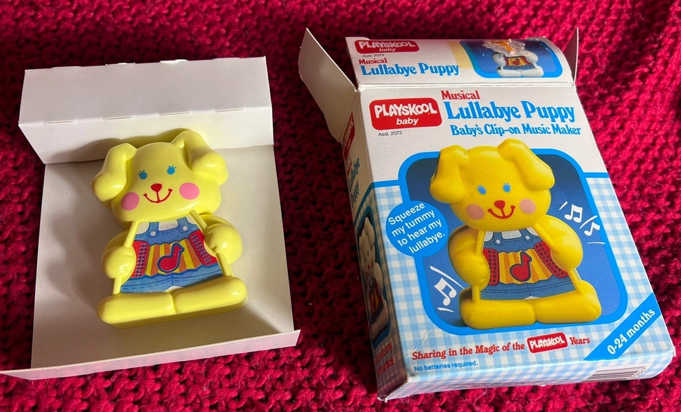 Vintage 1985 Playskool Baby Musical Lullaby Puppy Toy New In Box NIB Rare 80s