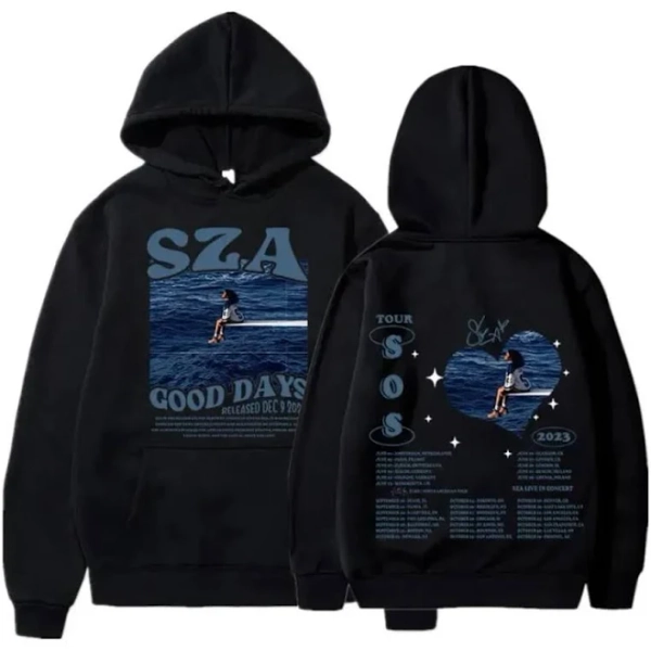 Harajuku Sportswear Unisex Sza SOS Good Days Printed Hooded Shirt