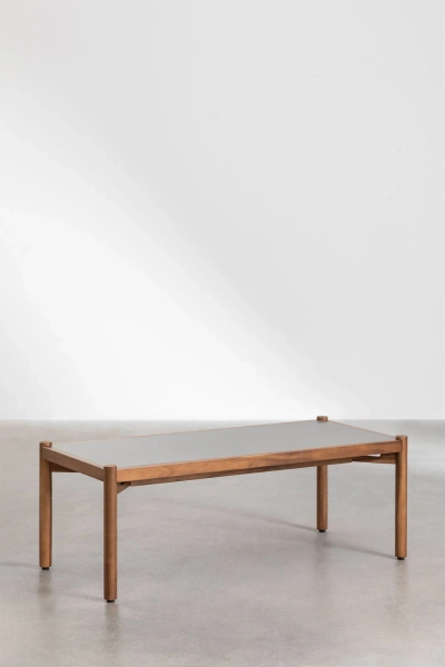 Gamila acacia wood and cement coffee table