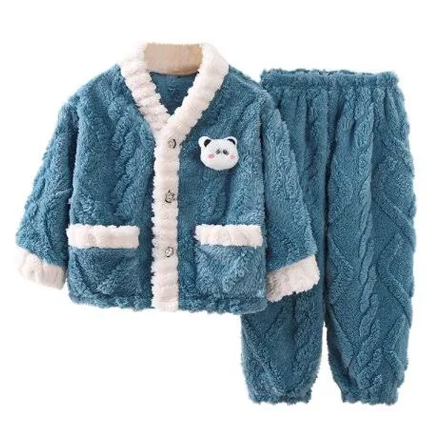 Kids Girls 2-Piece Fuzzy Fannle Pajamas Set