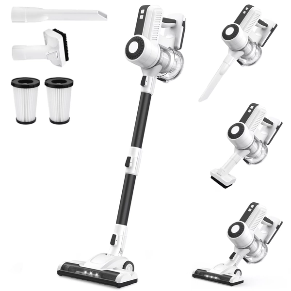 MOOSOO Stick Vacuum Cleaner, 6-in-1 Lightweight Cordless Vacuum for Hard Floor Carpet Pet Hair, L12 Black - Walmart.com