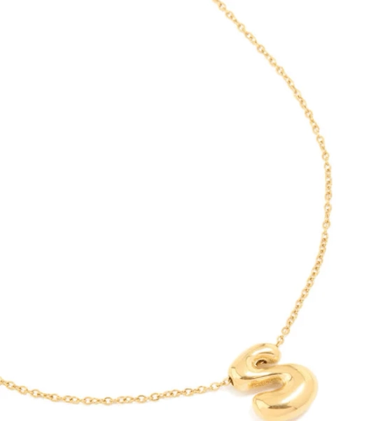 Lovisa Waterproof Gold Plated Stainless Steel Bubble Letter S Necklace