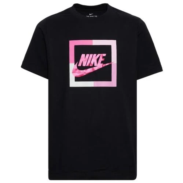 Boys Nike Open Block Futura T-Shirt - Boys' Grade School Black/Pink Size S