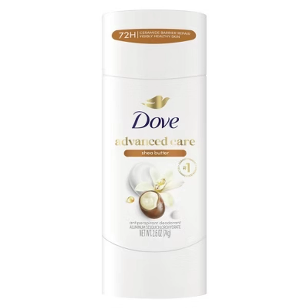 Dove Beauty Advanced Care Shea Butter 72-Hour Antiperspirant & Deodorant Stick - 2.6oz: Paraben-Free, Sulfate-Free, Dye-Free