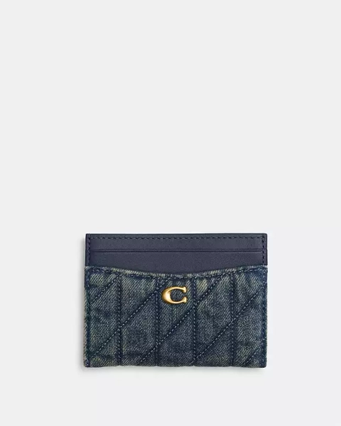 Laiton/Indigo foncé Porte-Cartes Essentiel En Denim De Coton Régénéré Avec Matelassage