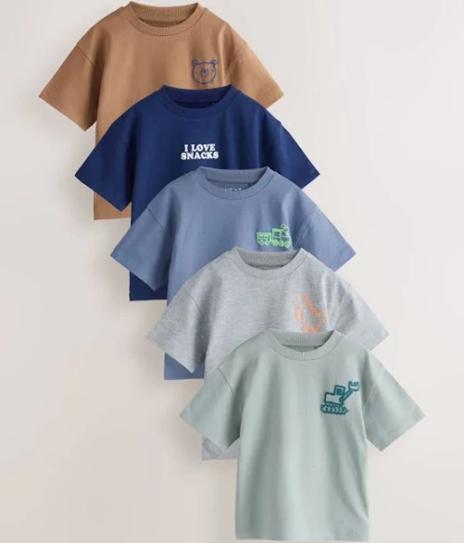 Next Boys' 5 Pack Graphic T-Shirts