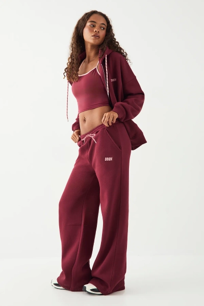 Burgundy DSGN Studio Sport Straight Leg Jogger | Boohoo