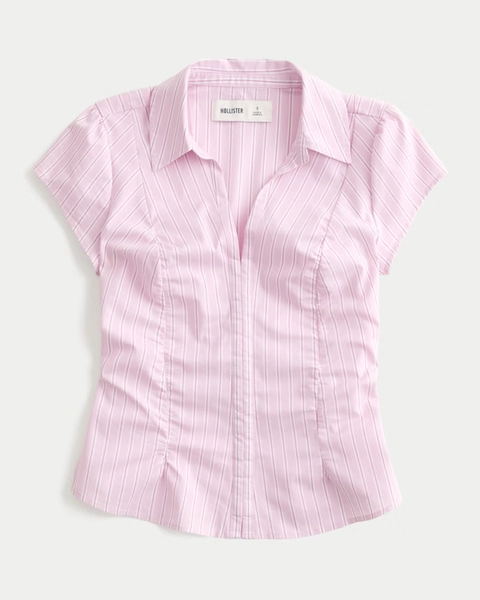 Ruched Short-Sleeve Shirt