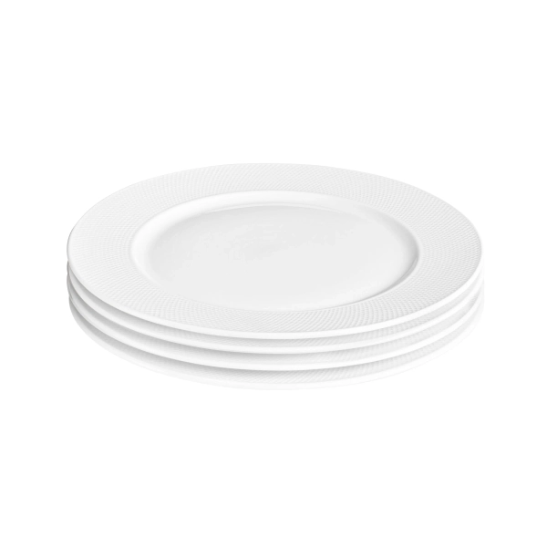 Diamond Embossed Dinner Plate White  Set of 4