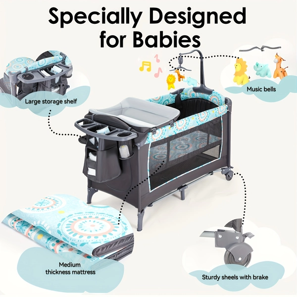 5 in 1 portable baby bassinet side bed features a detachable - Temu