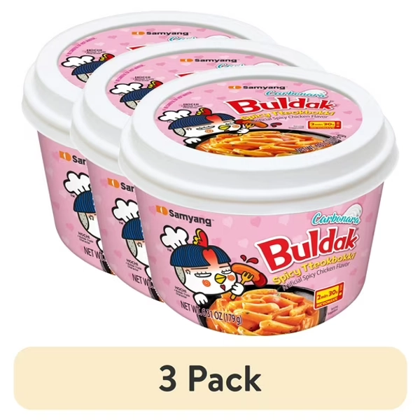 (3 pack) Samyang Topokki Carbo Hot Chicken Bowl - Buldak Tteokbokki (179g)