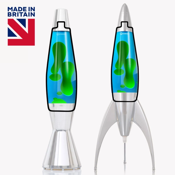 Telstar and Astro Baby lava lamp bottle Blue Green