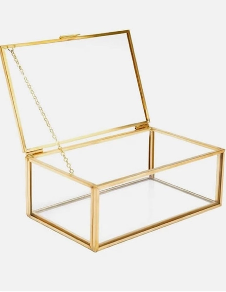 Brass & Glass Jewelry Organizer Box: Vintage Style Display Case