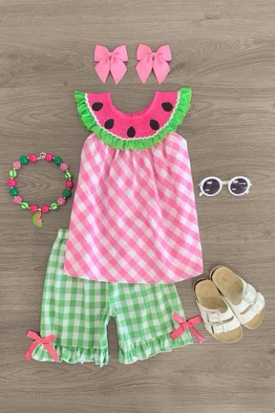 Gingham Watermelon Short Set