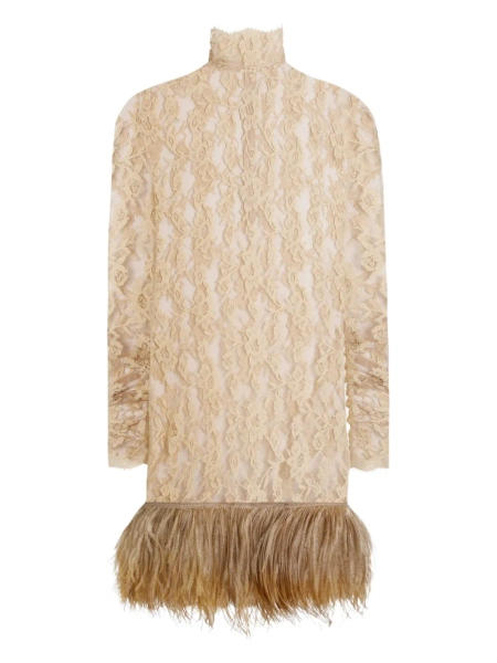 Dolce & Gabbana lace feather mini dress | 42