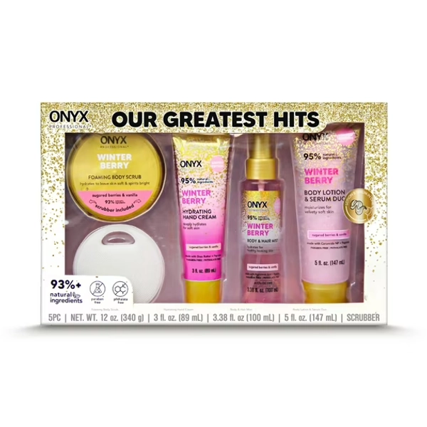 ONYX Professional Our Greatest Hits Bath Gift Set, Winter Berry, 5 Piece