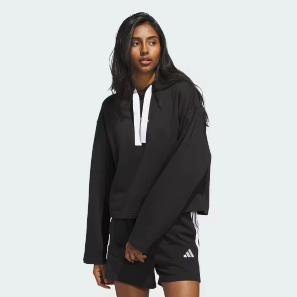 WOMENS FLEECE 3STRIPE HOODIE
