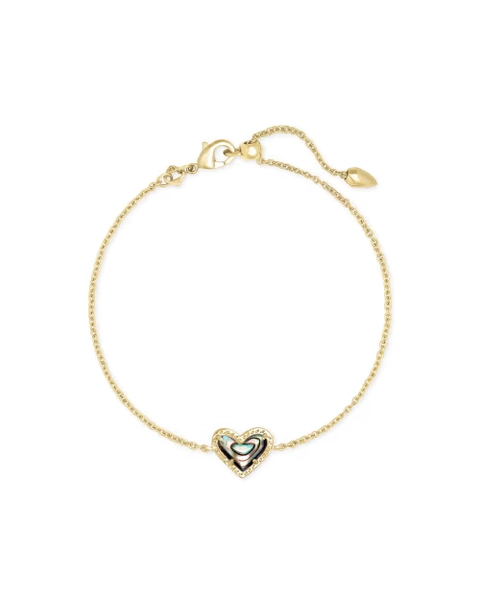 Ari Heart Gold Chain Bracelet in Rose Quartz