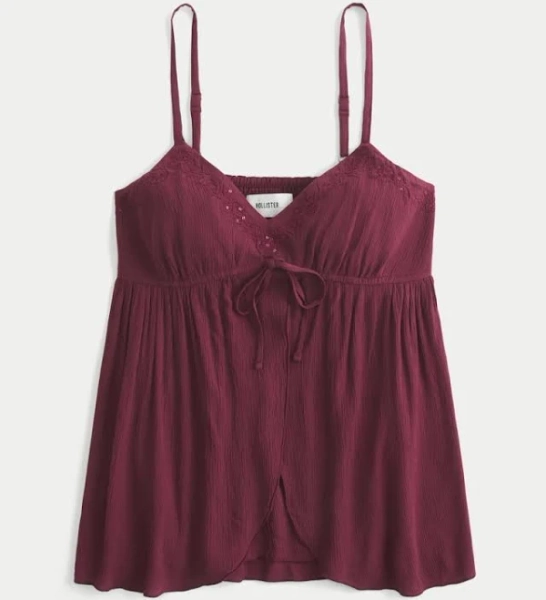 Hollister Women's Crinkle Shine Flyaway Babydoll Top