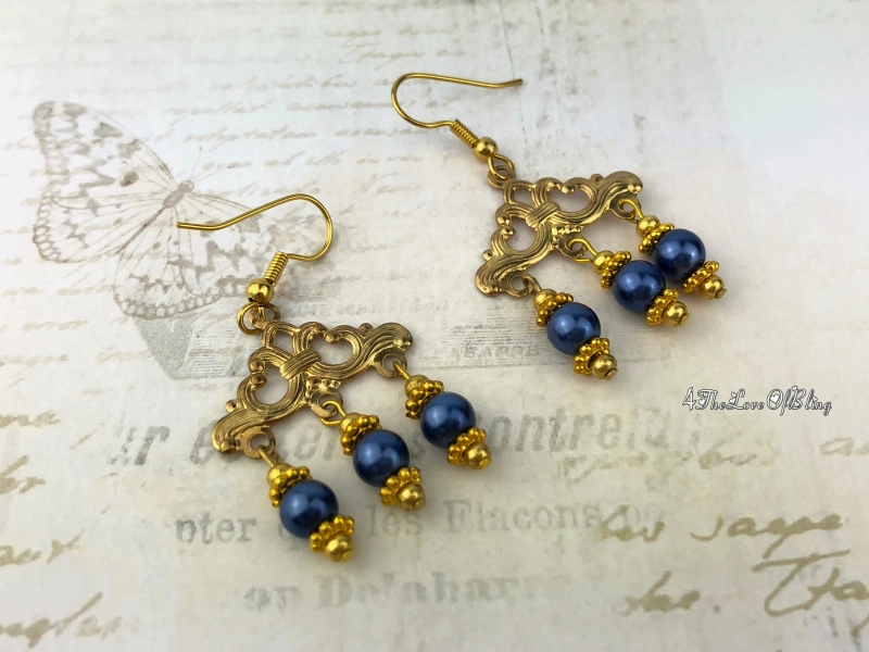 Petite Gold Chandelier with choice of coloured Pearls