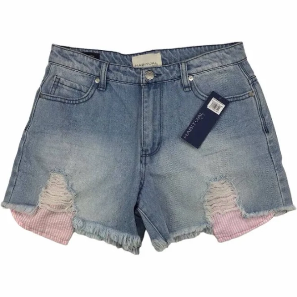 Girl's Habitual Girl Kids' Zuri Ripped Denim Shorts, Size 7-8 - White