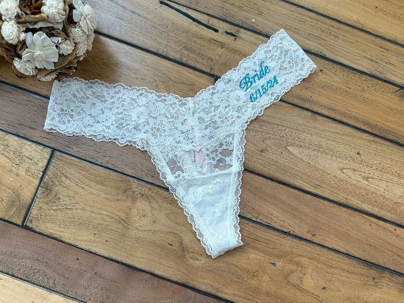 Custom Bridal Lace Thong – Personalized Underwear With New Last Name & Wedding Date, Something Blue Bride Gift - Etsy