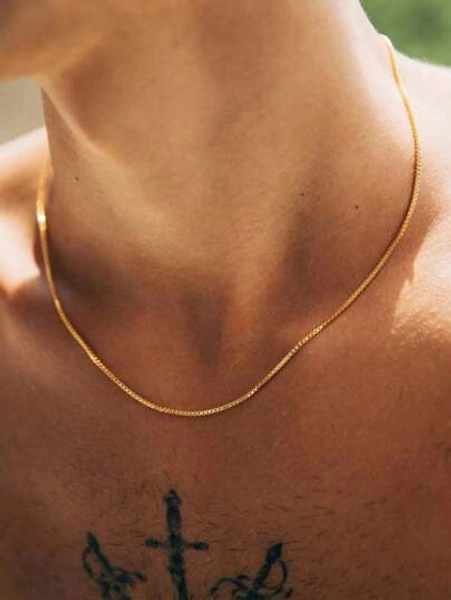 Men's Minimalist 1.8MM Box - Style Stainless - Steel 18K Gold - Plated Chain Necklace: Durable, Non - Fading, Perfect For Sporty & Daily Looks