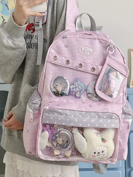 Japanese Style  Stars Polka Dot Large Capacity Backpack for Junior High School Students Cute Dual Shoulder Bag Girls - AliExpress 1524