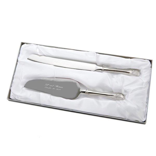 Westwood Serving Set with Free Initial on Handles | Wedding Cake Serving Set | Engraved Cake Knife and Server Set | Free Personalization