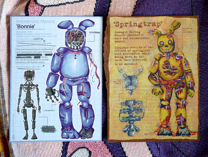 Five Nights At Freddy's Springtrap & Withered Bonnie A5 Prints - fnaf, fnaf 2, fnaf 3
