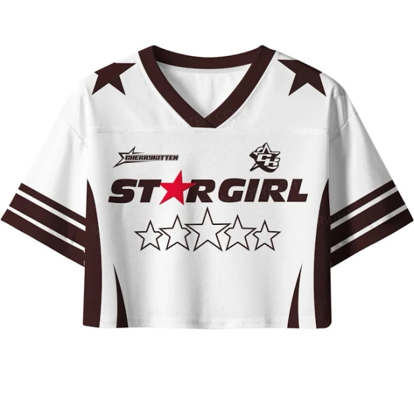 Five Stars Girl Y2k Crop Jersey Shirt