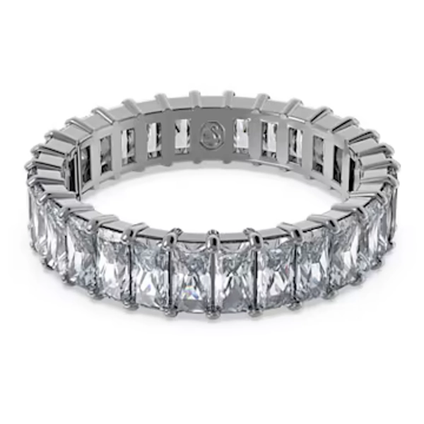 Matrix ring, Baguette cut, Gray, Ruthenium plated
