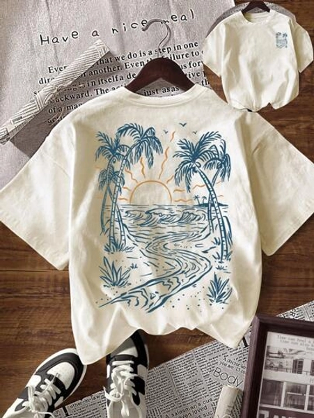 INAWLY Women Letter Print Casual Loose Fit Round Neck Short Sleeve T-Shirt, Summer
