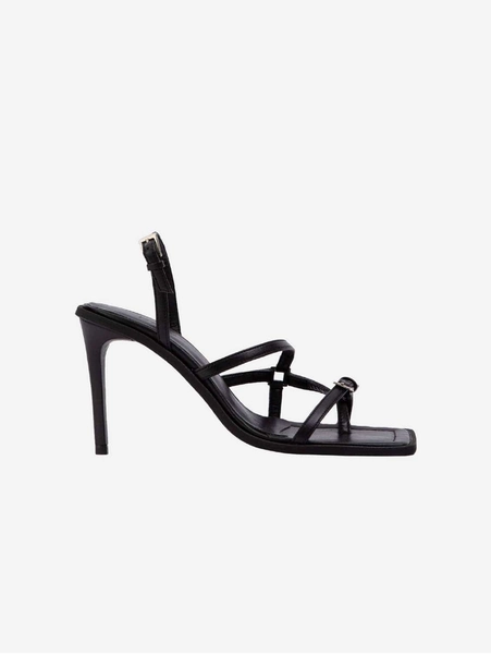 Vicki Vegan Olive Leather Heeled Sandals | Black - UK3 / EU36 / US6