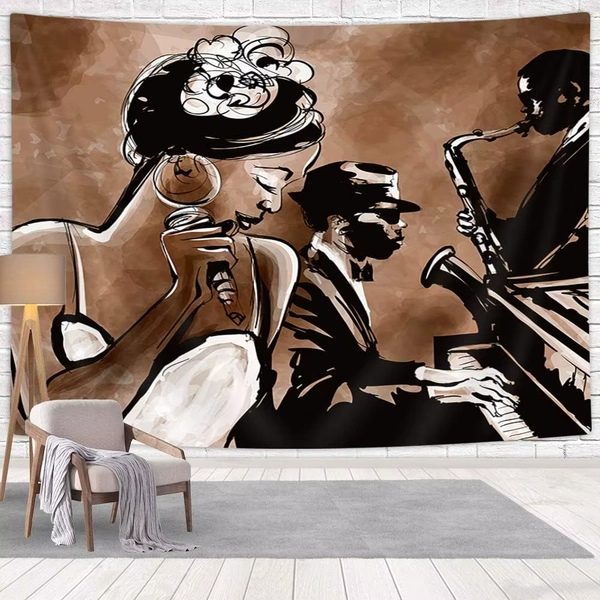 American Woman Jazz Tapestry,African Afro Black Girl Singing Jazzist Music Afrocentric Black Art Grunge Style Wall Tapestry Wall - AliExpress 