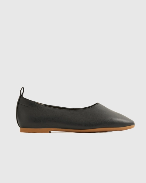Italian Leather Glove Ballet Flats in Black