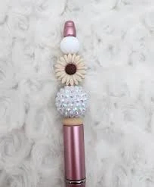 Beaded Rhinestone Pens Floral Daisy