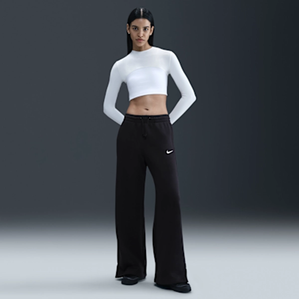 Nike Sportswear Phoenix Fleece Women's High-Waisted Wide-Leg Pants - Black/Sail - Size S