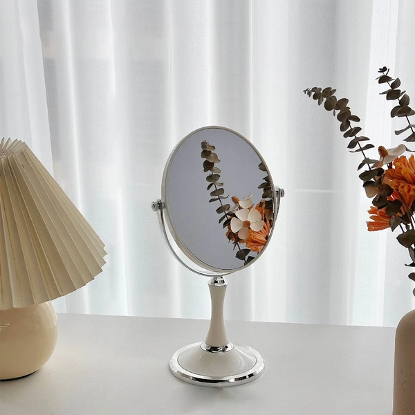 Portable Desk Vanity Mirror Makeup Mirror with Stand, Adjustable Normal 3 Timesmagnification Double-sided 360Rotation Folding Table Desk Counter Mirror Bathroom Shaving Mirror Clearance
