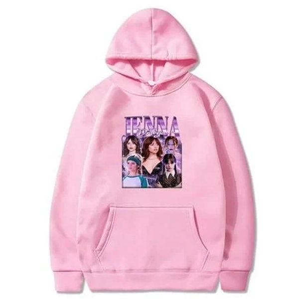 GLZYASEQ Jenna Ortega Vintage Hoodies New Logo Pullovers Women Men Fashion Casual Streetwear Sweatshirts, Adult Unisex, Size: 4XL, Pink