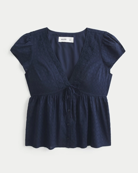 Short-Sleeve Flyaway Babydoll Top
